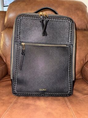 Calpak Kaya 15” Laptop Backpack with Gold-tone Hardware and Woven Trim